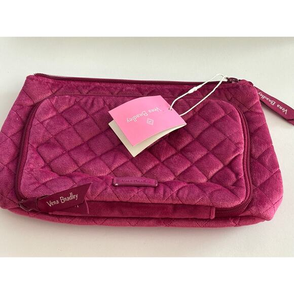 Very Bradley Pink Velvet Cosmetic Bag / Pouch / Organizer New - Picture 1 of 3